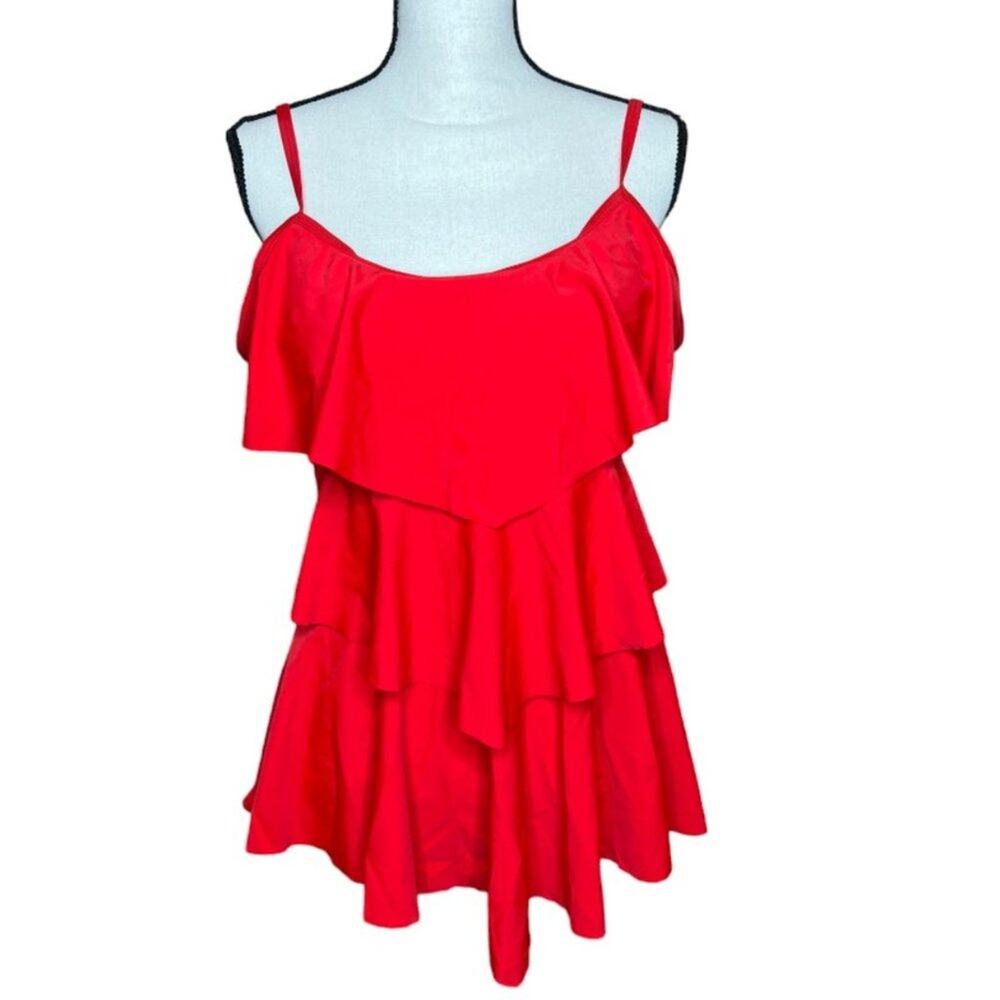 Summer Mae Red Tankini Top Size 2XL